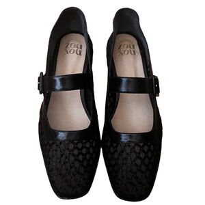 Zou Xou Black Mesh Mary Jane Eugenia Shoes Size 9